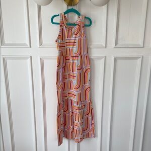 Girls size M(8) Cat & Jack Multicolor Curved Stripe Tank Dress with pockets